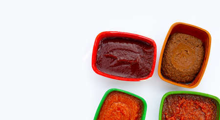 Korean chili paste on white background.の写真素材
