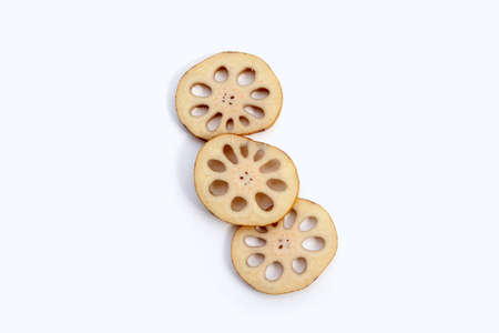 Lotus root on white backgroundの写真素材