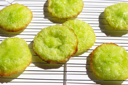 Deep fried rice flour pandan flavour