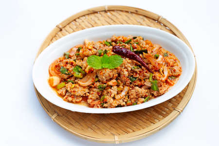 Thai spicy minced pork salad.の写真素材
