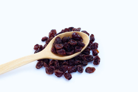 Dried grape on white background.の写真素材