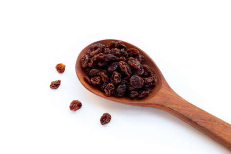 Dried grape on white background.の写真素材