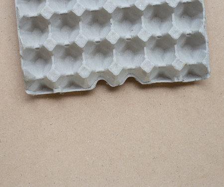 Egg crate on brown background.
