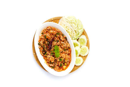 Thai spicy minced pork salad.の写真素材