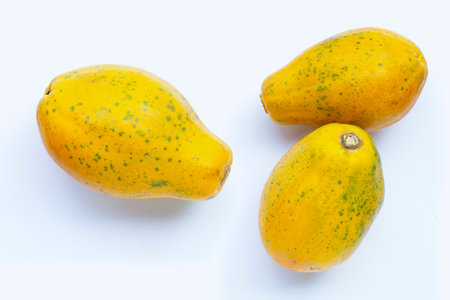 Papaya fruit on white background. Top viewの写真素材