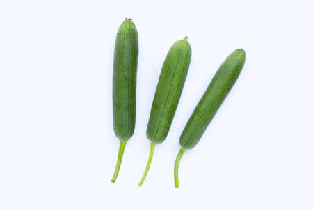 Fresh angled gourd on white background.の写真素材