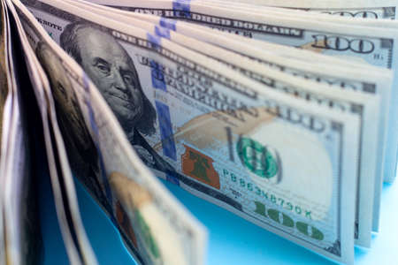 One hundred dollar banknotes. Financial conceptの写真素材