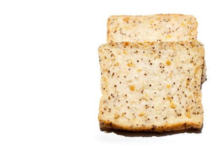Stack of bread slices with whole grains