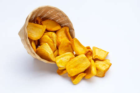 Jackfruit chips on white backgroundの写真素材