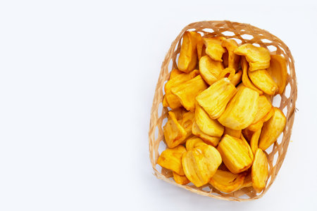 Jackfruit chips on white backgroundの写真素材