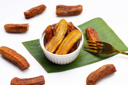 Sun dried bananas, Fruit snackの写真素材