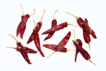 Hot red dried chili peppersの写真素材