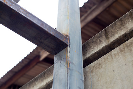 Steel roof structure. Build a room additionの写真素材