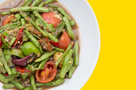 Spicy long bean salad. Thai foodの写真素材
