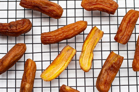 Sun dried bananas, Fruit snackの写真素材