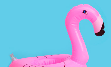 Inflatable ring on blue background. Summer background conceptの写真素材