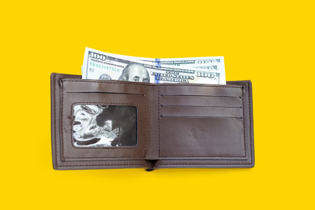 Wallet with one hundred dollar banknotes. Financial concept
