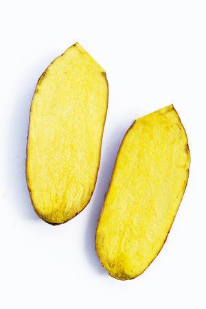 Sweet potatoes on white background