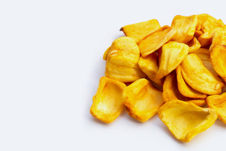 Jackfruit chips on white backgroundの写真素材