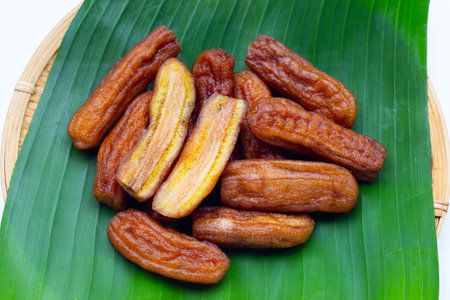Sun dried bananas, Fruit snackの写真素材