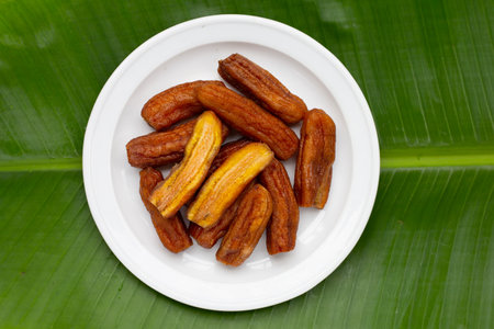 Sun dried bananas, Fruit snackの写真素材