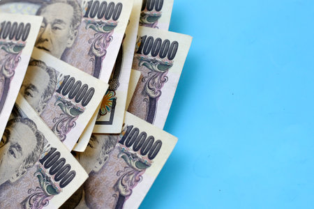Ten Thousand Yen Bills, Japanese Yen Notesの写真素材