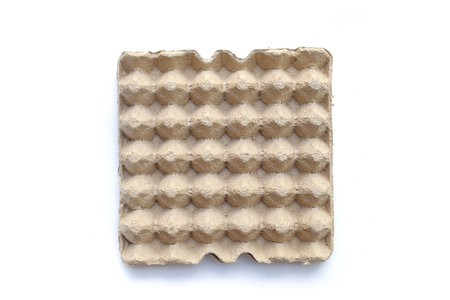 Paper egg crate tray on white background.