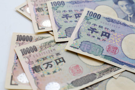 Japanese banknote yen, Japanese moneyの写真素材