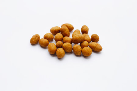 Coconut cream coated peanuts snackの写真素材