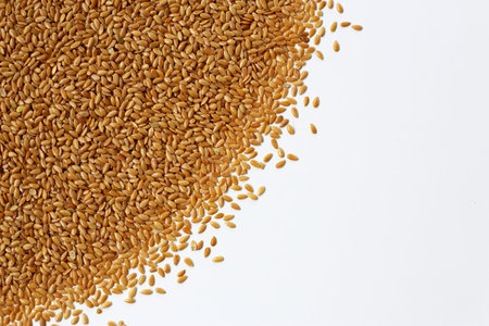 Organic golden flaxseeds, rich in omega-3, fiber, and antioxidants