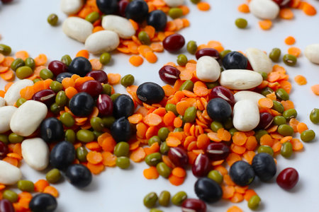 Colorful mixed beans and lentils, packed with plant-based protein and fiberの写真素材