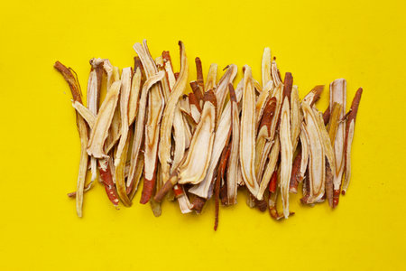 Liquorice root herbs, herbal slicesの写真素材