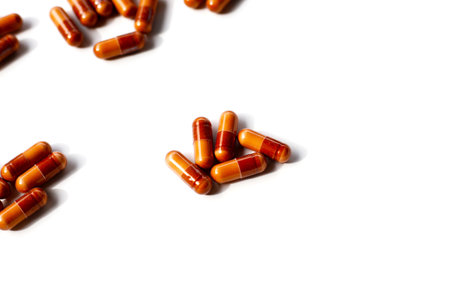Brown capsules for skin health.の写真素材