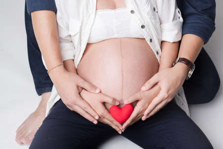 Pregnancy of pregnant mother with fatherの写真素材
