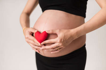 Pregnancy of pregnant mother with fatherの写真素材