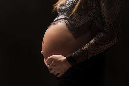 Pregnancy of pregnant mother with fatherの写真素材