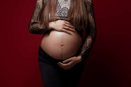 Pregnancy of pregnant mother with fatherの写真素材