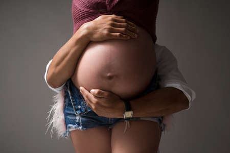 Pregnancy of pregnant mother with fatherの写真素材