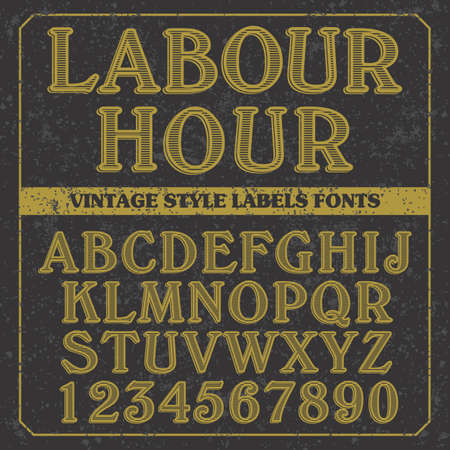 Labor Hour letters of English alphabet in active fontのイラスト素材
