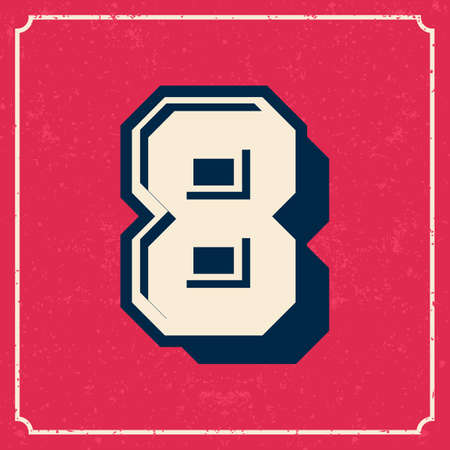 number 8 vintage vector design stripesのイラスト素材