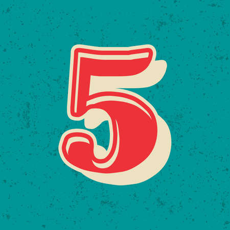 number 5 vintage vector design boldのイラスト素材