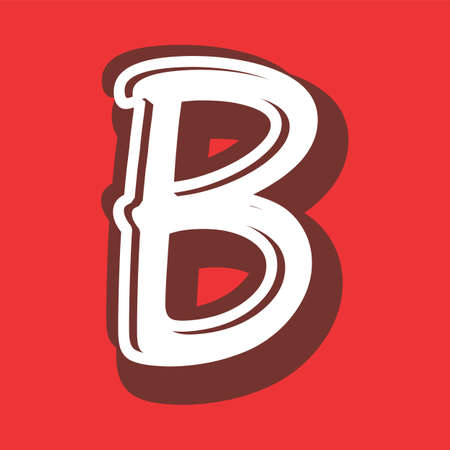 Illustration of letter B font design on a red backgroundのイラスト素材
