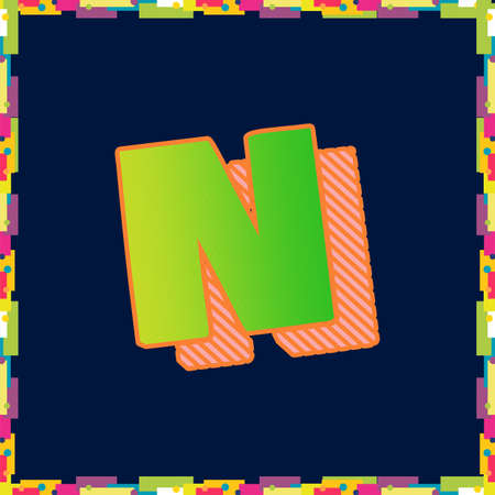 Vintage alphabet font N design handcrafted vector collectionのイラスト素材