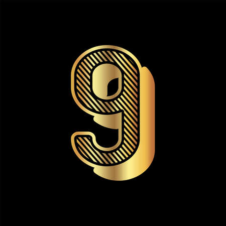 Vintage alphabet or number  font 9 design handcrafted vector collectionのイラスト素材