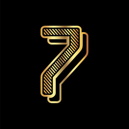 Vintage alphabet font or number 7 design handcrafted vector collectionのイラスト素材