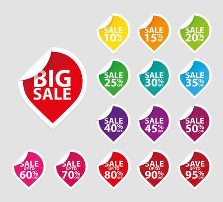 Colorful sale tags icon setのイラスト素材