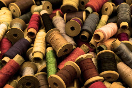 Colored threads for sewing background filteredの写真素材
