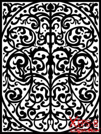 Black ancient vintage ornament on white background. Vector illustrationのイラスト素材