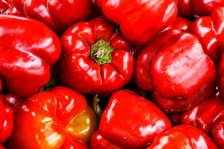 Red bell pepper high contrast backgroundの写真素材