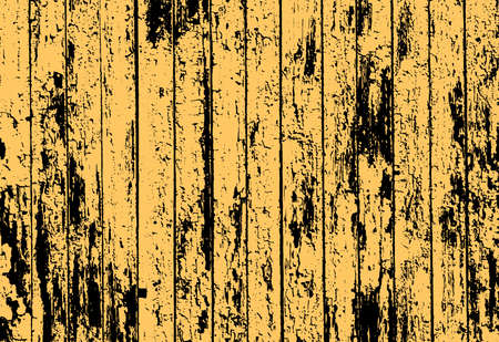 Texture of realistic yellow old painted wooden fence. Vector illustrationのイラスト素材